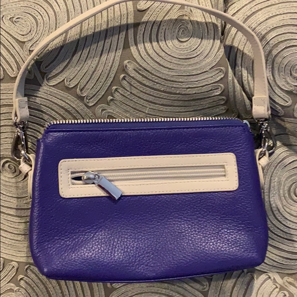 CUTE Purple and Cream DANIER Leather Small Handbag